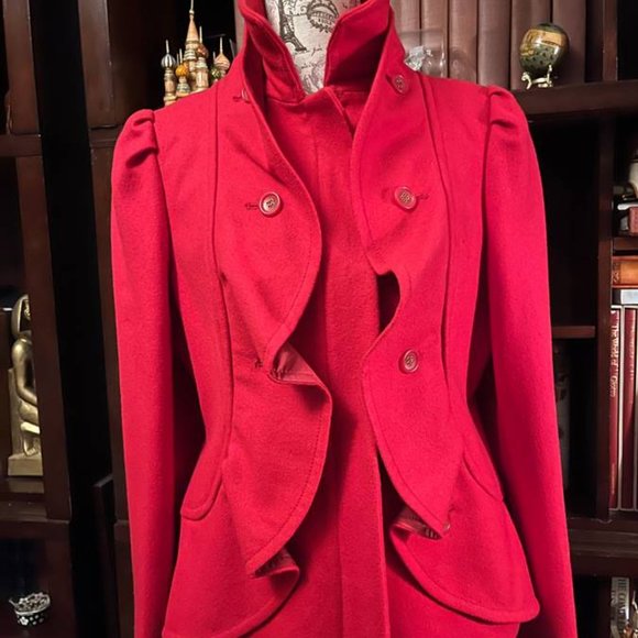 Size Med Womens Chadwick Jacket Red short jacket blazer fancy coat VTG - Picture 6 of 8